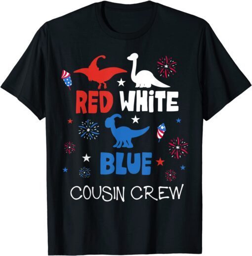 Red White & Blue Cousin Crew 4th of July USA Dinosaurs Tee Shirt