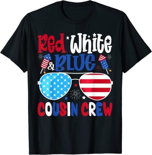 Red White & Blue Cousin Crew 4th of July USA Sunglasses Tee Shirt