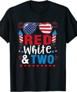 Red White & Two 2nd Birthday 4th Of July Tee Shirt