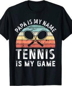 Retro Papa Tennis is my Game Sunset Father's Day Dad Tee Shirt