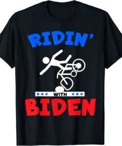 Ridin With Biden Joe Biden Falling Off Bicycle Meme Tee Shirt