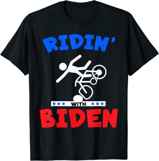 Ridin With Biden Joe Biden Falling Off Bicycle Meme Tee Shirt