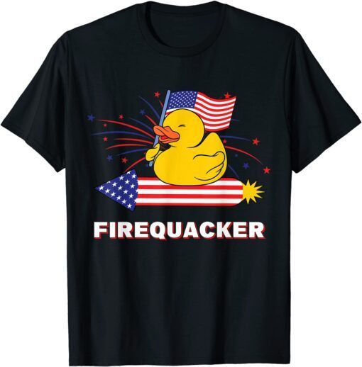 Rubber Duck USA Patriotic Firequacker 4th of July Tee Shirt