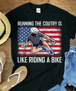 Running The Country Is Like Riding A Bike , Biden falling off bicycle Tee Shirt