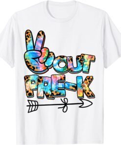 Tie Dye leopard Peace Out Pre-K Last Day of School Tee Shirt