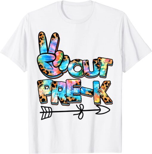 Tie Dye leopard Peace Out Pre-K Last Day of School Tee Shirt