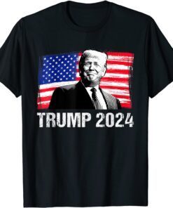 Trump 2024 American Flag 2024 Election Republican Support Tee Shirt