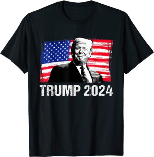 Trump 2024 American Flag 2024 Election Republican Support Tee Shirt