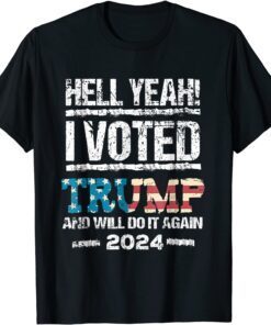 Trump 2024 I Voted Trump Flag MAGA Patriot Party Vintage Tee Shirt