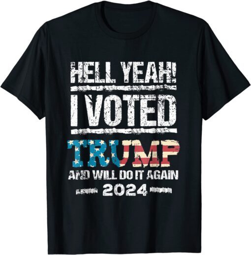 Trump 2024 I Voted Trump Flag MAGA Patriot Party Vintage Tee Shirt