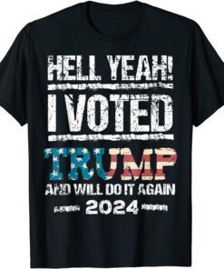 Trump 2024 I Voted Trump Flag Tee MAGA Patriot Party, 4th Tee Shirt