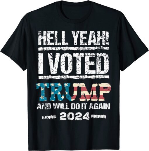 Trump 2024 I Voted Trump Flag Tee MAGA Patriot Party, 4th Tee Shirt