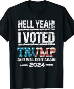 Trump 2024 I Voted Trump Flag Vintage MAGA Patriot Party Tee Shirt