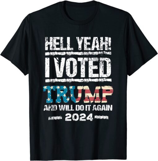 Trump 2024 I Voted Trump Flag Vintage MAGA Patriot Party Tee Shirt