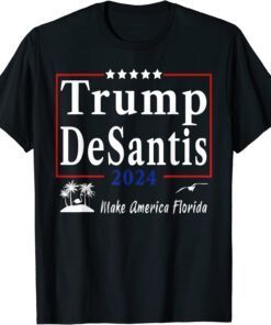 Trump DeSantis 2024 Make America Florida Flamingo Seagull Tee Shirt