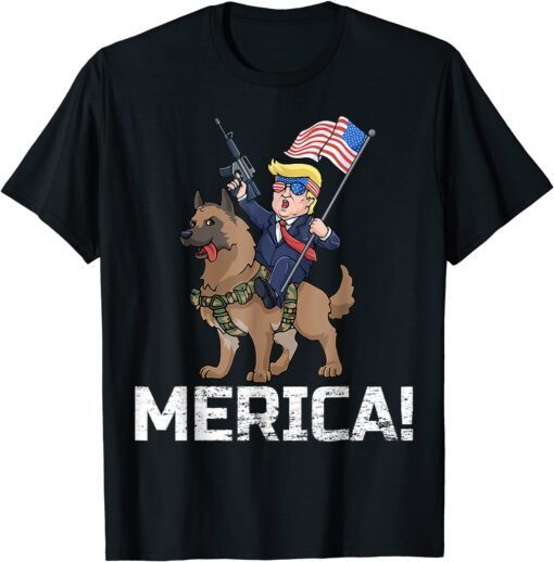 Trump Merica Belgian Malinois Dog American Hero 4th Of July Tee Shirt