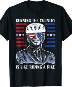 US Flag Merry 4th Of July Biden Bike Bicycle Falls Off Tee Shirt