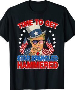 US Flag Trump Time To Get Star Spangled Hammered 4th Of July Tee Shirt