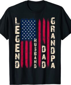 USA Flag- Father's Day - Dad the Legend Husband Dad Grandpa T-Shirt