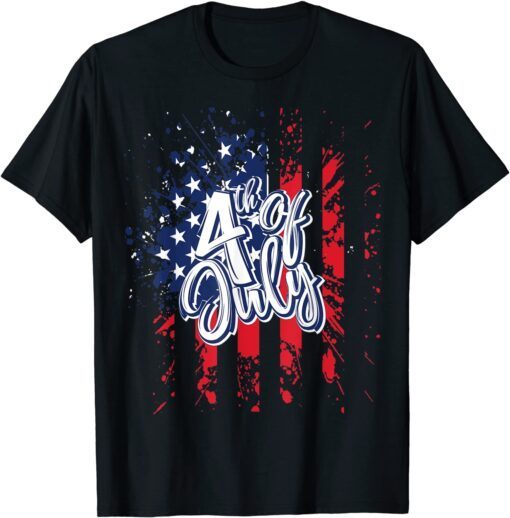 USA Freedom Day 4th of July American Flag Patriotic Tee Shirt