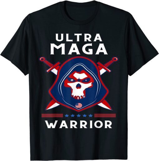 Ultra Maga Warrior Dad Anti Biden US Flag Pro Trump 2024 Tee Shirt