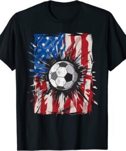 Vintage Soccer 4th of July USA American Flag Tee Shirt