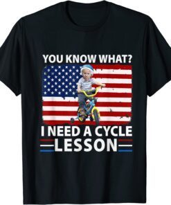 funny 4th of July Biden bike accident i need a cycle lesson Tee Shirt