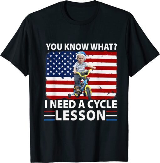 funny 4th of July Biden bike accident i need a cycle lesson Tee Shirt