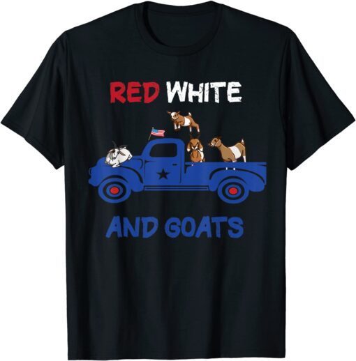 red white and goats 4th of july 2022 Tee Shirt