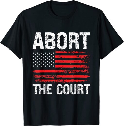 Abort The Court Reproductive Rights USA Flag Distressed Tee Shirt