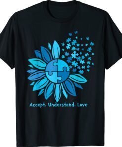 Accept Understand Love Sunflower Autism Awareness & Support Tee Shirt