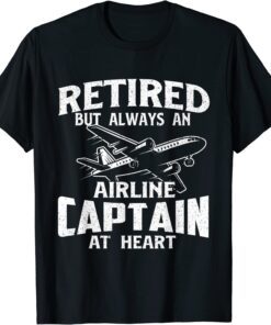 Airline Captain At Heart - Airplane Aircraft Lover Aviator Tee Shirt