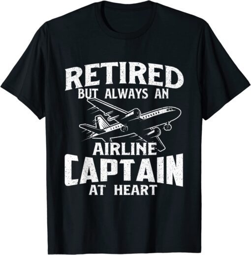 Airline Captain At Heart - Airplane Aircraft Lover Aviator Tee Shirt