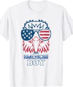 All American Boy Retro Eagle Flag Vintage 4th July Tee Shirt