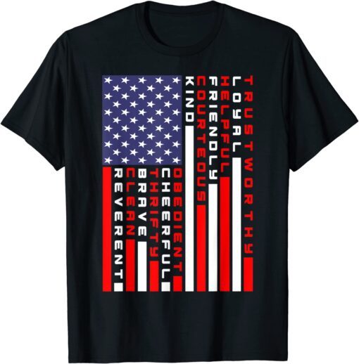 American Flag Scouting Law Tee Shirt