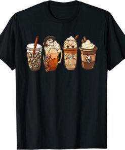 Autumn Fall Coffee Latte Cups Horrors & Ghost Halloween Days Tee ShirtAutumn Fall Coffee Latte Cups Horrors & Ghost Halloween Days Tee Shirt