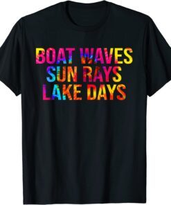 Boat Waves Sun Rays Lake Days Vacation Tee Shirt