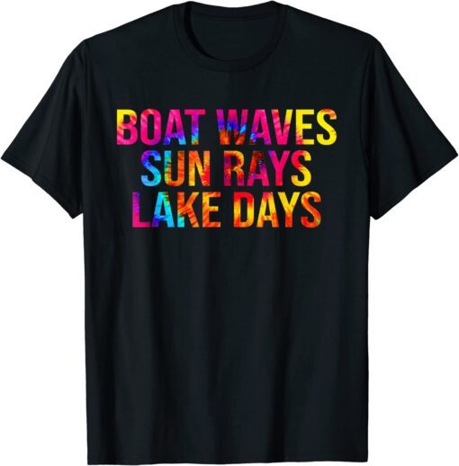 Boat Waves Sun Rays Lake Days Vacation Tee Shirt