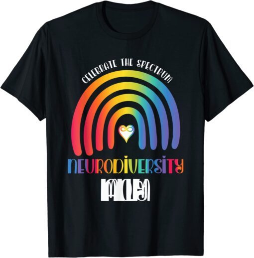 Boho Rainbow Proud Ally Neurodiversity Family Matching Tee Shirt