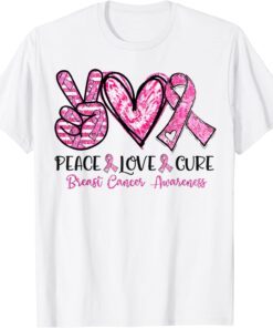 Breast Cancer Awareness Costume Pink Peace Love Cure Faith Tee Shirt