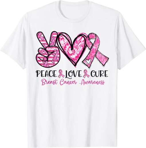 Breast Cancer Awareness Costume Pink Peace Love Cure Faith Tee Shirt