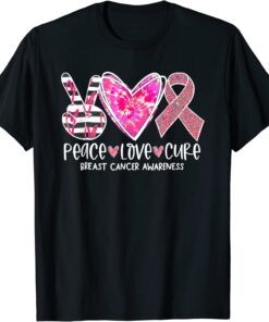 Breast Cancer Awareness Costume Pink Peace Love Cure T-Shirt