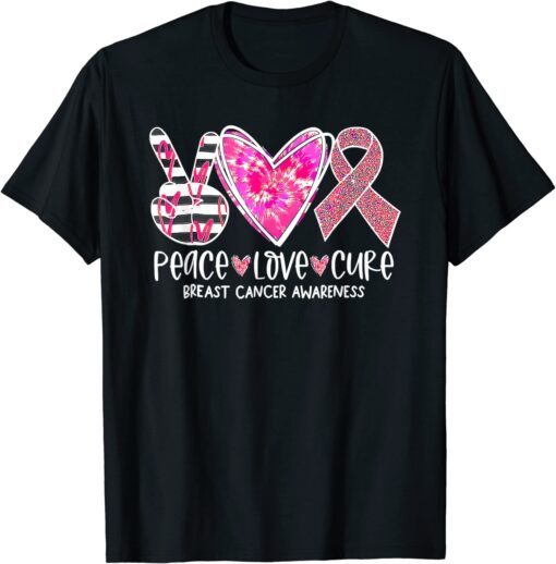 Breast Cancer Awareness Costume Pink Peace Love Cure T-Shirt