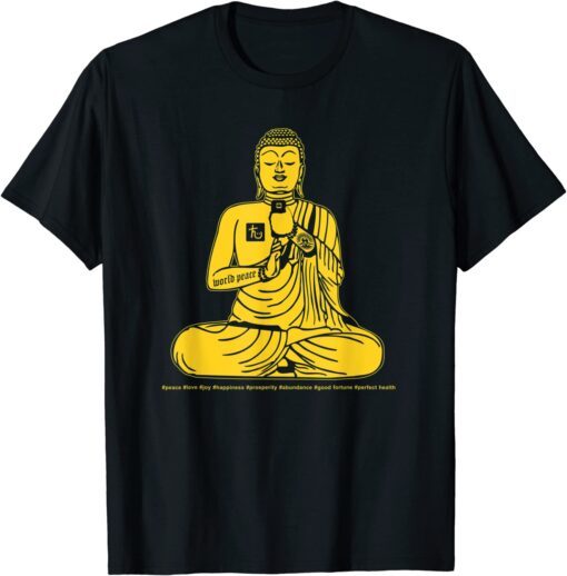 Buddha Texting On Cell Phone Peace Love Joy Happiness Tee Shirt