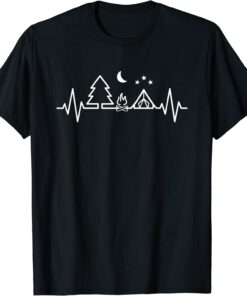 Camping Outdoor Heartbeat Wildlife Nature Camper Hiking T-Shirt