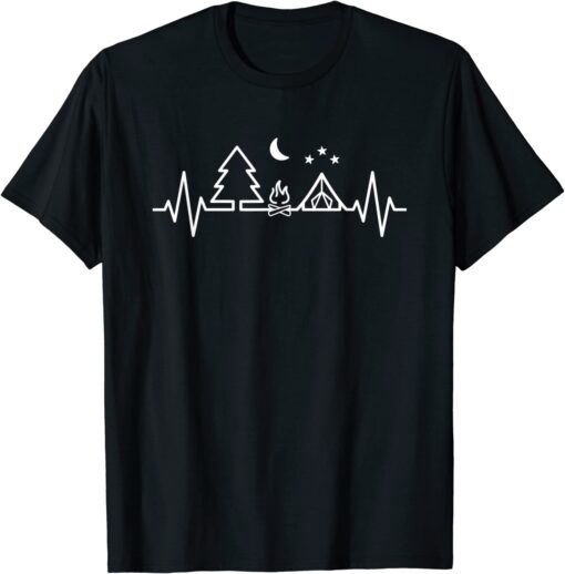 Camping Outdoor Heartbeat Wildlife Nature Camper Hiking T-Shirt