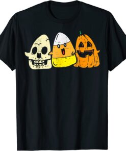 Candy Corn Skeleton Skull Pumpkin Fun Halloween Costume Tee Shirt