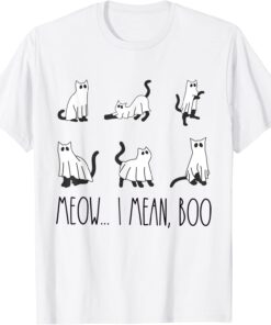 Cat Halloween Ghost Meow I Mean Boo Tee Shirt