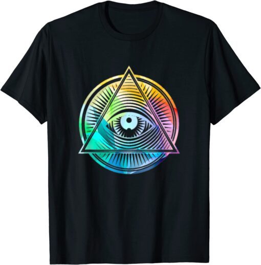 Colorful Emo Rainbow Pyramid Eye All Seeing Eye Mystical Tee Shirt