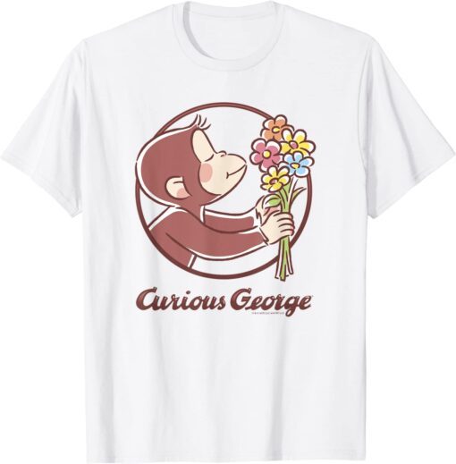 Curious George Flower Bouquet Poster Tee Shirt